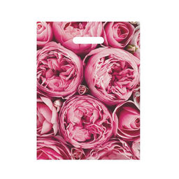 Цена за 50 шт. Пакет полиэтиленовый с вырубной ручкой «Пионы», розовые, 30×40 см, 50 мкм
