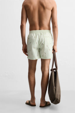 EMBROIDERED MID-LENGTH SWIMMING TRUNKS - Zara фото 4