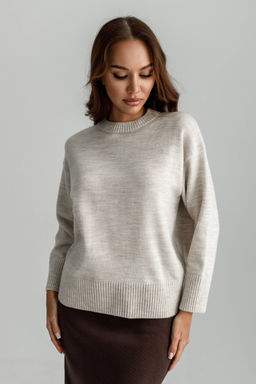 4103 ТЕМНО-БЕЖЕВЫЙ СВИТЕР - Karolina фото 4