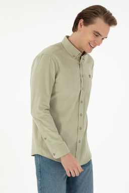Мужская рубашка светло-хаки с длинным рукавом Неожиданная скидка в корзине