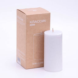 Свеча-цилиндр гладкая, Sima Home, 5×10 см, пальмовый воск, серая, 6 ч