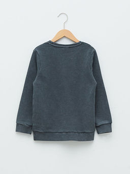 Bisiklet Yaka Bask?l? Uzun Kollu Erkek ?ocuk Sweatshirt - Waikiki фото 2