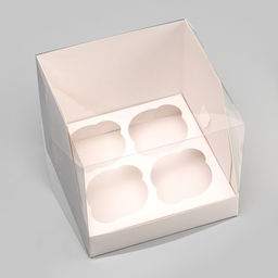 Коробка для 4 капкейков, белая 16×16×14 см