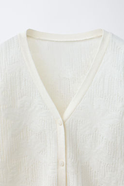 CHAQUETA PUNTO JACQUARD / Blanco - Zara фото 3