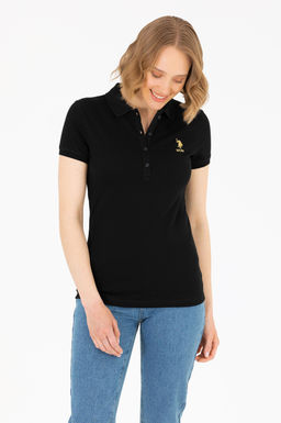U. S. Polo Assn Женская черная базовая футболка с воротником-поло