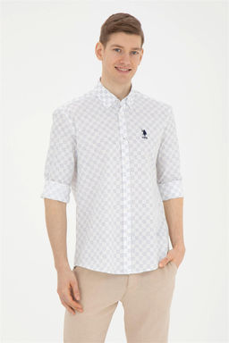 Мужская темно-синяя рубашка с длинным рукавом