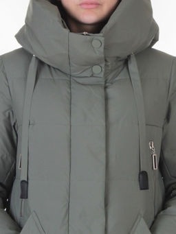 A8356 GRAY/GREEN Пальто зимнее женское (200 гр. холлофайбер)