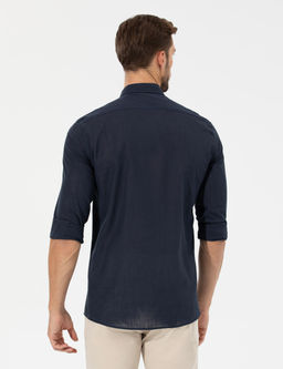 Lacivert Slim Fit Uzun Kollu G_mlek