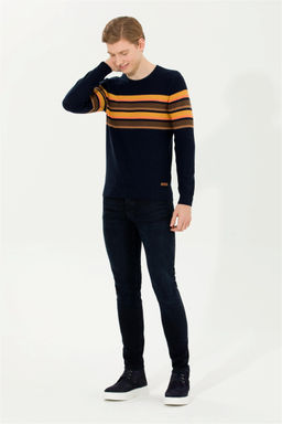 U. S. Polo Assn Мужской темно-синий трикотажный свитер с круглым вырезом - U.s. polo assn фото 10