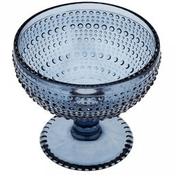 Ришелье Креманка стеклянная 360мл, д11,5см h10,5см, рельефное, цветное стекло, цвет - синий (Китай) Цена указана за штуку. В коробке 4 штуки. - Домашняя мода фото 3