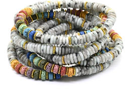 Браслет из яшмы киви диски 6*2мм со вставками из лавы, 16см