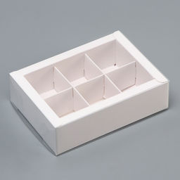 Цена за 2 шт. Коробка для 6 конфет, белая с прозрачной крышкой, 13.7×9.85×3.85 см