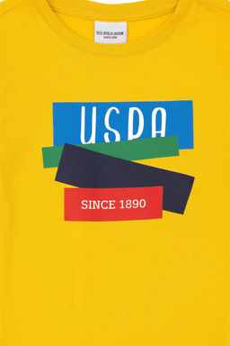 Футболка U.S. Polo Assn для мальчиков с круглым вырезом шафрановая из хлопка  фото 6