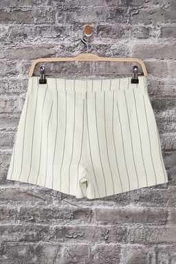 Trendyolmilla Ekru Cizgili Yuksek Bel City Boy Denim Sort TWOSS25SR00216 фото 6