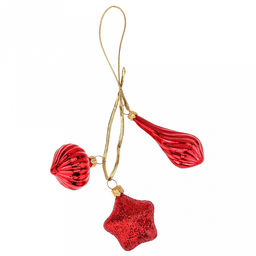 Елочная игрушка гирлянда стеклянная Радость, 3 игрушки 4см, 5см, 6,5см, цвета микс, тубус (Россия) - Домашняя мода фото 4