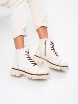 Ботинки 319.PODYUM141w.Вакса белая/шерсть