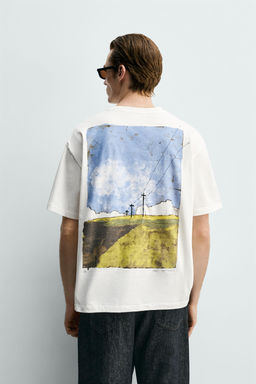 CAMISETA ESTAMPADO PAISAJE / Blanco