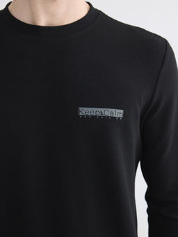 Bisiklet Yaka Bask?l? Erkek Sweatshirt