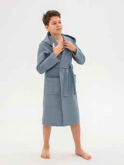 ХАЛАТ ПОДРОСТКОВЫЙ С КАПЮШОНОМ ВП-СЕР-973 - Ашматекс фото 3