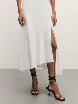 Асимметричное платье из вискозы и льна с разрезом / Zarina  фото 9