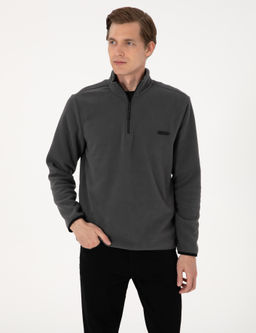 Antrasit Regular Fit Yar_m Fermuarl_ Polar Sweatshirt