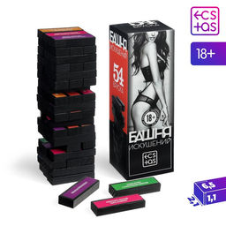 Падающая башня для пар Искушение с фантами, 54 бруска, 18+