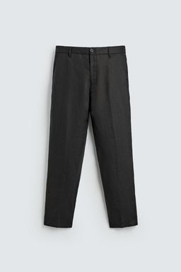 PANTAL?N REGULAR FIT 100% LINO / Negro - Zara фото 6
