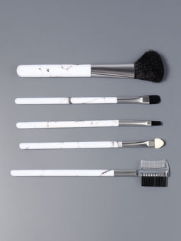 Набор кистей для макияжа «Мрамор», 5 предметов, белый, чёрный