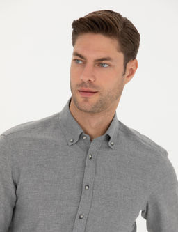 Gri Slim Fit Uzun Kollu G_mlek - Pierre cardin фото 2