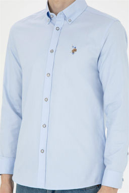 U. S. Polo Assn / Мужская голубая базовая рубашка с длинным рукавом - U.s. polo assn фото 6