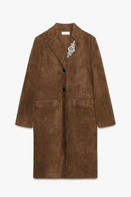 FAUX SUEDE BROOCH FROCK COAT - Zara фото 7