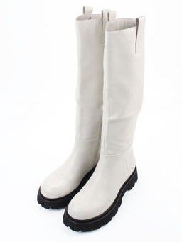 02-E39B-53R MILK Сапоги демисезонные женские (натуральная кожа)