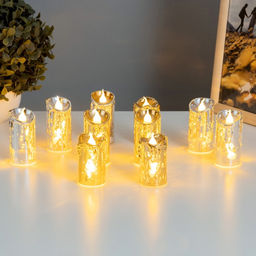 Светодиодная свеча, ночник LED RISALUX «Новый год», от батареек, 3.8×3.8×7.5 см, МИКС