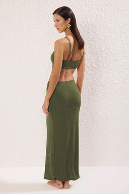 Haki Orme Aksesuar Detayl? Maxi Plaj Etek TBESS25ET00000