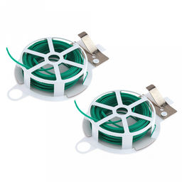 Шнур для подвязки растений, для скрепления проводов, завязывания пакетов и других мелких бытовых нужд 2х20м, на пластиковой катушке, с ножом, мягкая металлическая проволока, полиэтилен, на картоне, цвет зеленый (Китай)