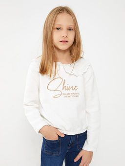 Bebe Yaka Nak??l? Uzun Kollu K?z ?ocuk Sweatshirt
