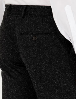 Siyah Slim Fit Flanel Y_n Kar___ml_ Kuma_ Pantolon