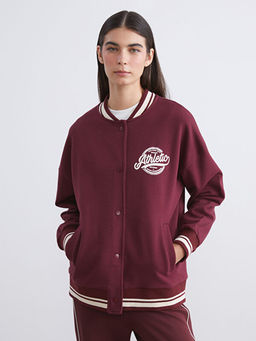 Bask?l? Oversize Kad?n Kal?n Kolej Ceket