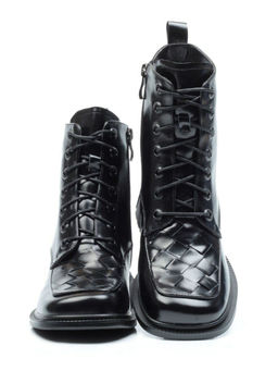 01-CYY11-1 BLACK Ботинки демисезонные женские (натуральная кожа, байка)