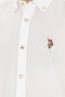 Мужская белая базовая рубашка с длинным рукавом - U.s. polo assn фото 7