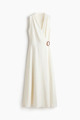Vestido cruzado en mezcla de lino