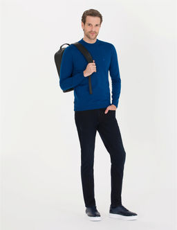 _ndigo Slim Fit Bato Yaka Y_n Kar___ml_ Basic Triko Kazak - Pierre cardin фото 2