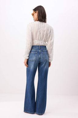 Mavi DOKUMLU Yuksek Bel 100% Pamuk Uzun Boy Wide Leg Jeans TWOSS26JE00133 - Trendyolmilla фото 8