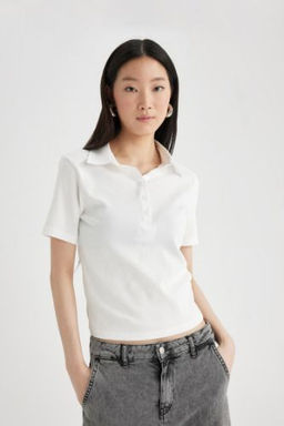 Slim Fit Dar Kesim K?sa Kollu Polo Tisort