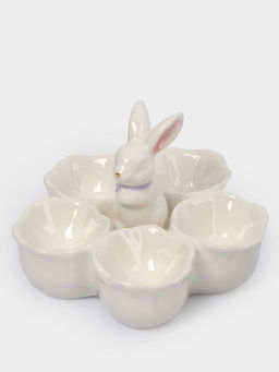 Блюдо пасхальное, 12х9 см, 5 отд, керамика, молочно-золотистое, Кролик в цветах, White Rabbit - Anna lafarg фото 10