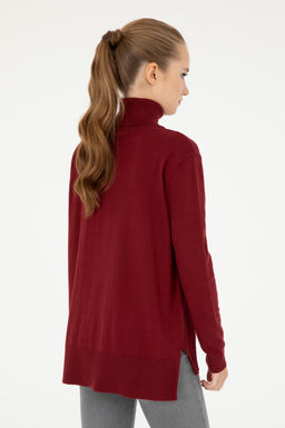 Женский бордово-красный базовый свитер с высоким воротником - U.s. polo assn фото 5