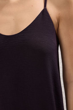 TRENDYOLMILLA Indigo Duz Kesim V Yaka Maxi Dokuma Elbise TWOSS24EL00995 фото 32