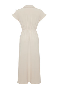 TRENDYOLMILLA Siyah A Kesim Kruvaze Yaka Aerobin Midi Dokuma Elbise TWOSS24EL00599  фото 16