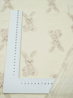 Муслин двухслойный с эф.жатости Зайчонок цв.сливочный, ш.1.35м, хл-100%, 120гр/м.кв - Купава фото 6