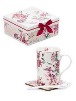 Кружка RED BLOSSOM 330мл с ложечкой и подставкой